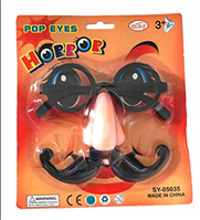 משקפיים אף שפם בבליסטר / 6 יחידות במארז