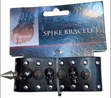 צמיד פנקיסט ניטים גולגולות  על כארד/ 6 יחידות במארז