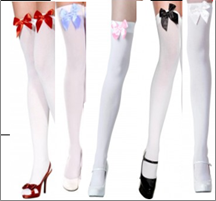 גרביון ירכית נערות/ נשים מלא לבן עם פפיון מיקס צבעים / 6 יח במארז