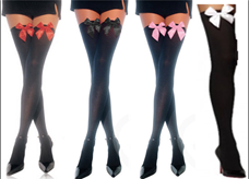 גרביון ירכית נערות/ נשים מלא שחור עם פפיון מיקס צבעים / 6 יח במארז