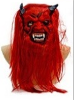 מסיכה מפחידה שטן לאטקס  בשקית PVC עם כארד / 3 יחידות במארז