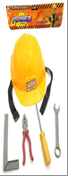 סט בנאי צהוב עם אביזרים בשקית PVC עם כארד  / 6 יח' במארז