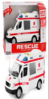 אמבולנס כולל צלילים ואורות גודל 23 ס"מ כולל סוללות בקופסא 27 ס"מ