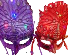 מסכה אורות טווס בשקית PVC עם כארד