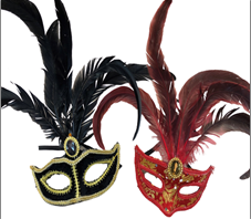 מסכה נוצות יהלום בשקית PVC עם כארד / 6 יחידות במארז