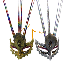 מסכה טווס חוטים בשקית PVC עם כארד / 12 יחידות במארז