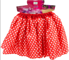 חצאית טוטו מפוארת  3 שכבות 40 ס"מ אדום נקודות לבנות עם כארד וקולב  / 6 יחידות במארז