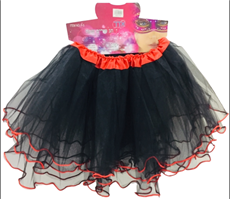 חצאית 3 שכבות מפוארת  שחורה מדורגת עם גימור  40 ס"מ עם כארד וקולב/ 6 יחידות במארז