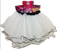 חצאית 3 שכבות מפוארת  לבנה מדורגת עם גימור  40 ס"מ עם כארד וקולב/ 6 יחידות במארז