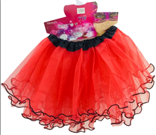 חצאית 3 שכבות מפוארת  אדומה מדורגת עם גימור  40 ס"מ עם כארד וקולב  / 6 יחידות במארז