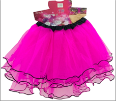 חצאית 3 שכבות מפוארת  ורודה מדורגת עם גימור  40 ס"מ עם כארד וקולב  / 6 יחידות במארז