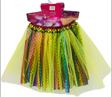 חצאית 2 שכבות מפוארת  בת הים צבעוני 40 ס"מ עם כארד וקולב  / 6 יחידות במארז