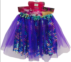 חצאית 2 שכבות מפוארת  בת הים כחול 40 ס"מ עם כארד וקולב  / 6 יחידות במארז