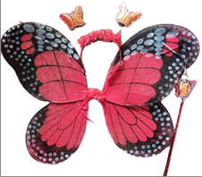 סט כנפי פרפר אדום כולל קשת ושרביט בשקית PVC עם כארד / 3 יחידות במארז