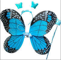 סט כנפי פרפר תכלת כולל קשת ושרביט בשקית PVC עם כארד / 3 יחידות במארז