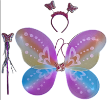 סט כנפיים פרפר צבעוני כולל קשת ושרביט בשקית PVC עם כארד / 3 יחידות במארז