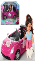בובה 4.5 אינץ עם מכונית וכלב בקופסא 25 ס"מ