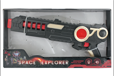 רובה חלל קנה ארוך אדום שחור כולל אורות ומוזיקה בקופסת דיספליי פתוחה