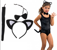 סט חתול 3 חלקים קשת זנב ופפיון על כארד/ 6 יחידות במארז