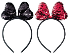 קשת פפיון פאייטים בשקית PVC עם כארד/ 6 יח במארז מיקס צבעים