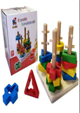 משחק השחלת צורות מעץ בקופסא 14 ס"מ
